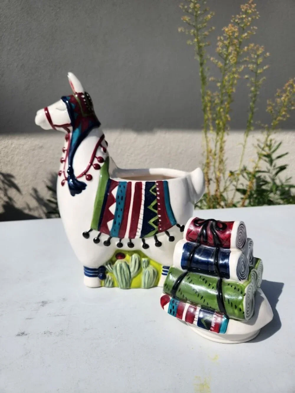 Blue Sky Ceramic Llama Alpaca Cookie Jar Kitchen Decor Decorations 11.5
